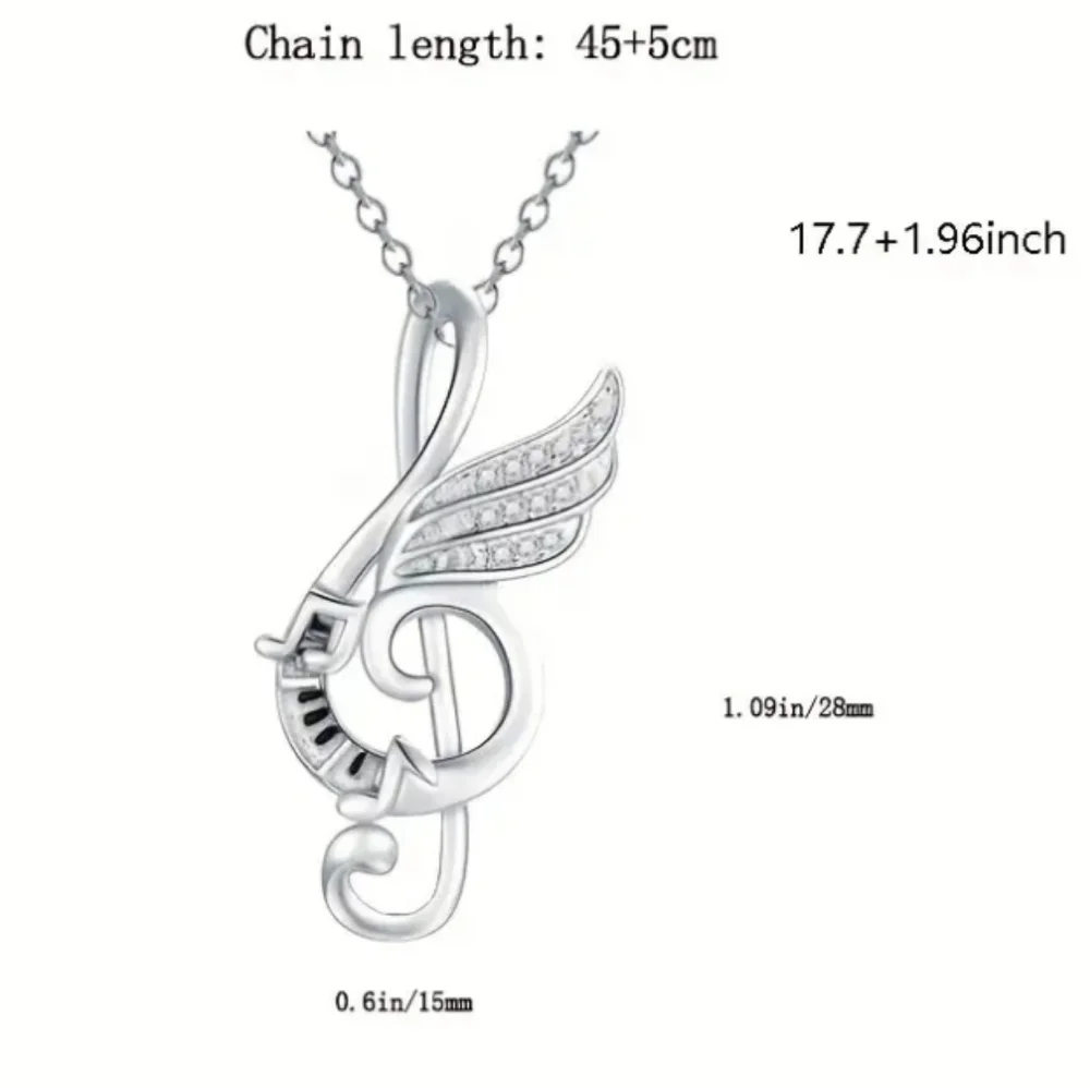 Music Note Silver Pendant Necklace